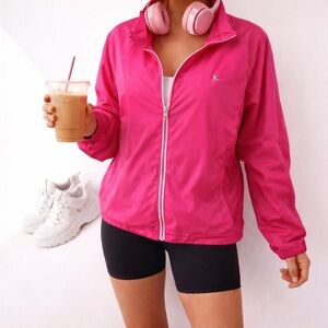 Danskin Now Hot Pink Windbreaker Hooded Jacket XL Zip Athletic Lightweight